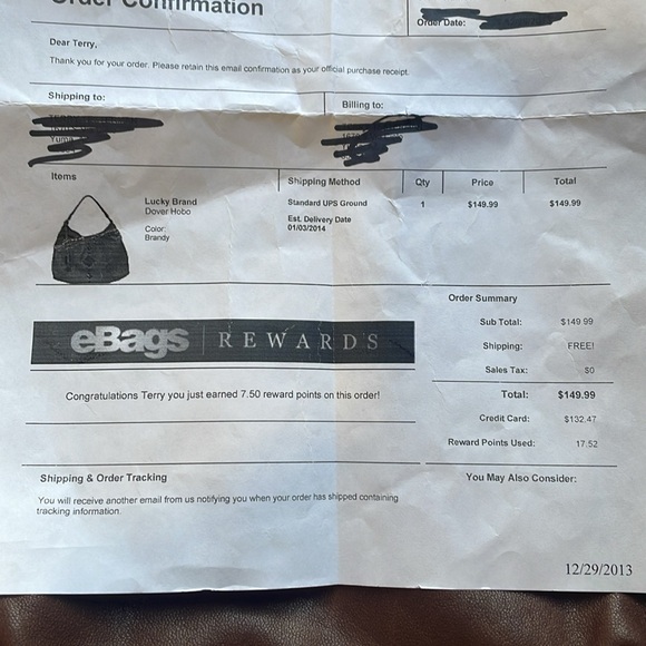 NWOT Lucky Brand Authentic Leather Hobo Bag - Picture 7 of 7